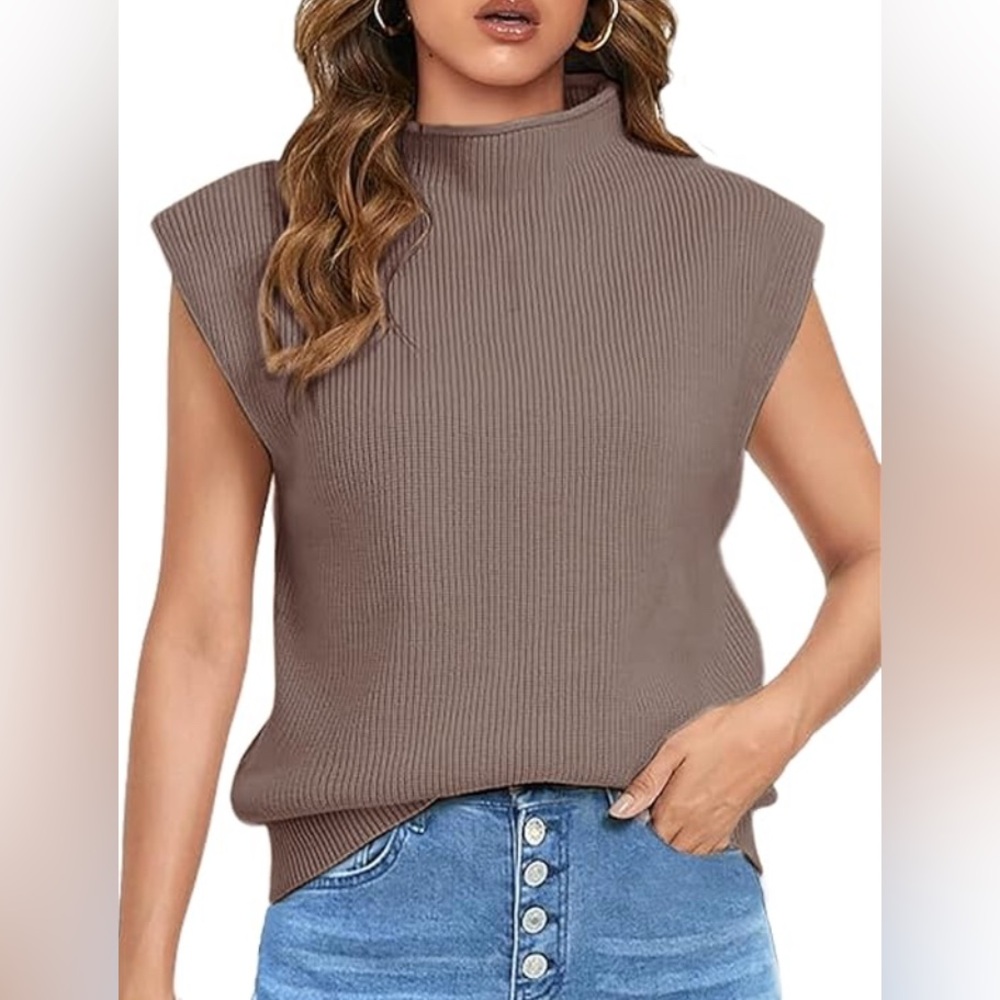 Himosyber Women's Solid Sleeveless Vest Elegant High Neck Stretchable Cap Sleeve